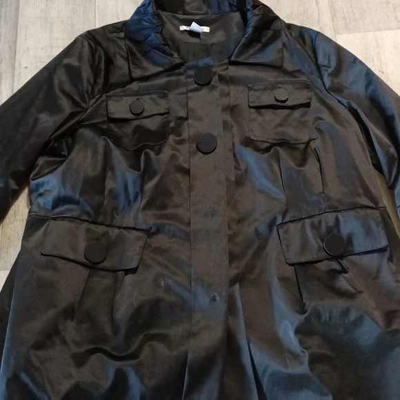 Women Dress Coat Black Satin Plus sz 24 NYGARD COLLECTION b47 Gorgeous